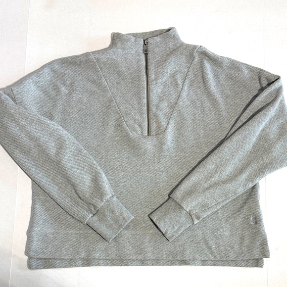 Sweaty Betty Tops - Sweaty Betty Gray Quarter-Zip Mock Neck Pullover – Premium Activewear